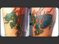 Татуировка дракон на икре