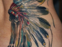Татуировка индейская тематика на боку