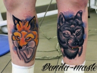 Татуировка волк и лиса