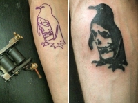 Татуировка пингвина на руке