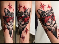 Татуировка кот в очках