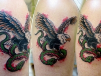Татуировка орел и змея на плече