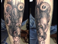 Татуировка голова злого волка