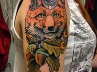 Татуировка лисица на плече