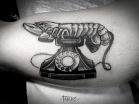 Татуировка рак на телефоне на плече