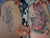 Татуировка роза и бабочка