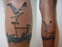 Татуировка чайка на икре