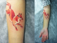 Татуировка лисица на предплечье