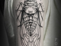 Татуировка муха на плече
