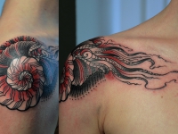 Татуировка осьминог на плече