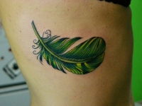 Татуировка пёрышко на боку