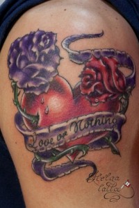 татуировка розы сердце old school лента любовь love традиция олд скул