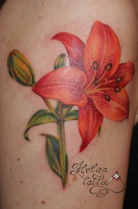 татуировка лилия на руке тату tattoo 