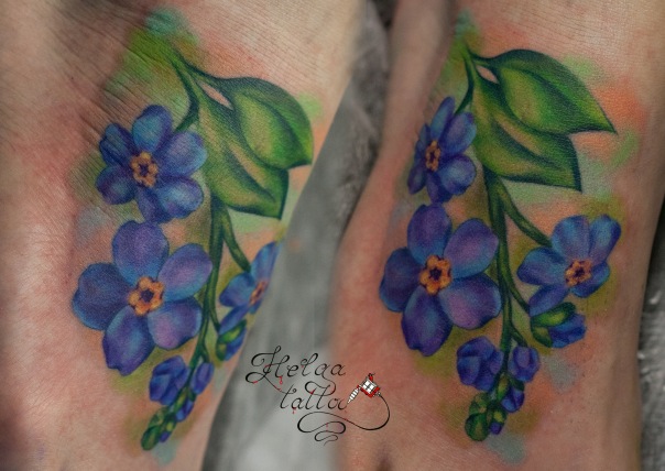 незабудки tattoo flower реализм
