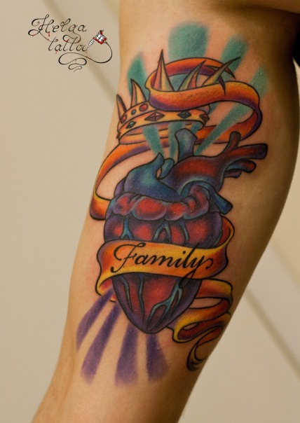 олд нью  скул old new school tattoo сердце лента family корона