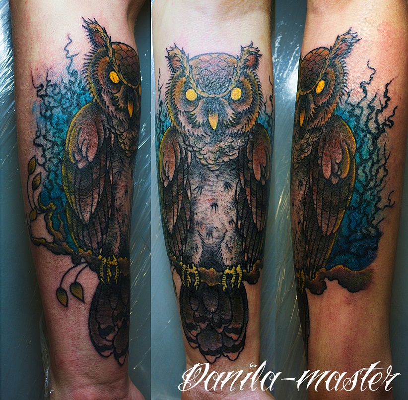 Художественная татуировка Совы, татуировка Совы, тату Сова, художественная татуировка, tattoo, tattoo owl,традиционная татуировка, traditional tattoo