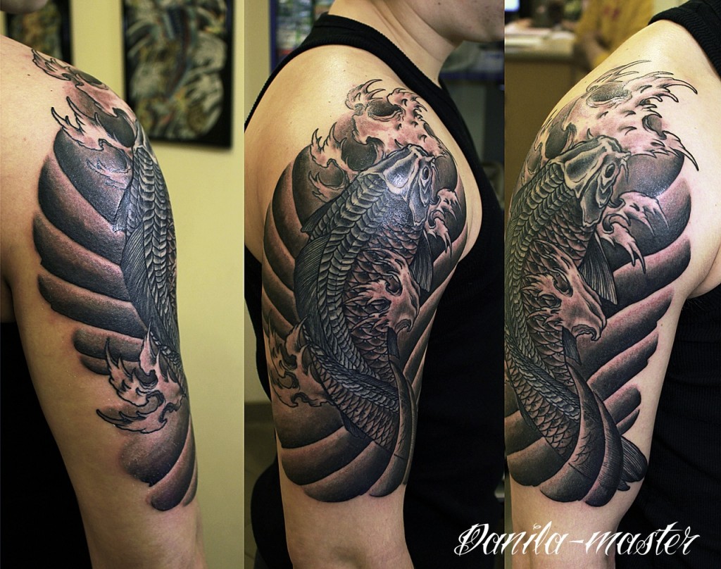 Художественная тату, японская тату, тату карп, индивидуальная тату, artist tattoo, japan tattoo, Carp tattoo