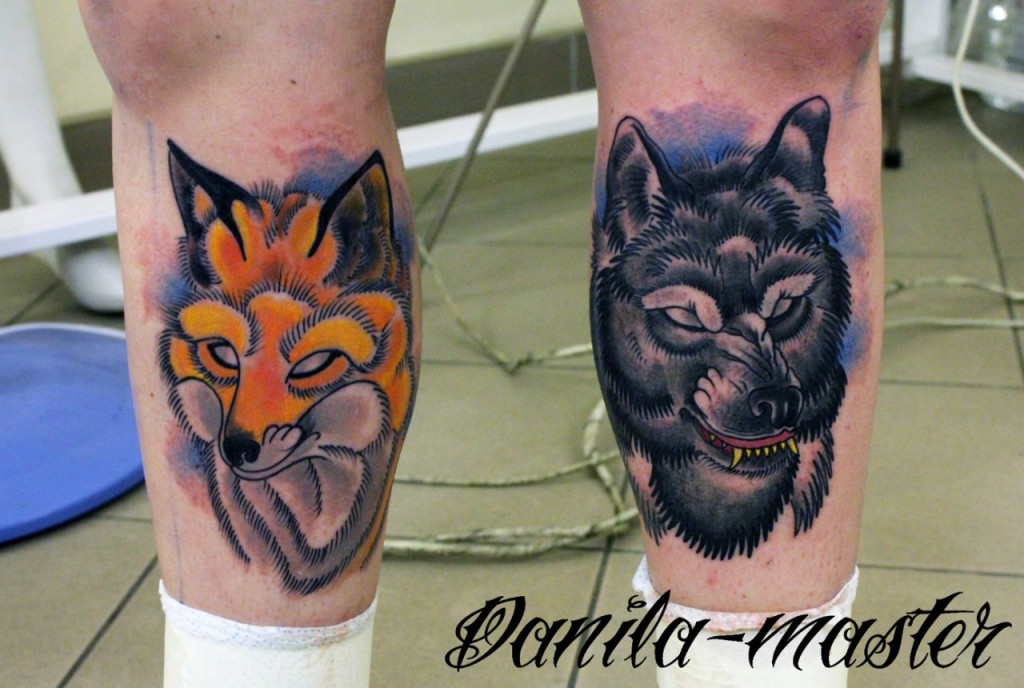 Художественная татуировка Волк и Лиса. Данила - Мастер.