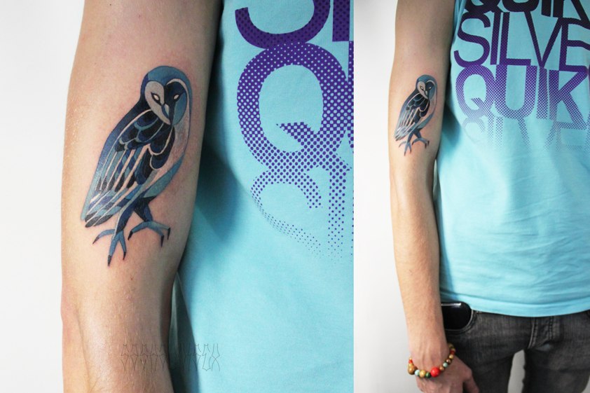 Художественная татуировка: "Совушка". Мастер Саша Unisex. Расположение: предплечье.