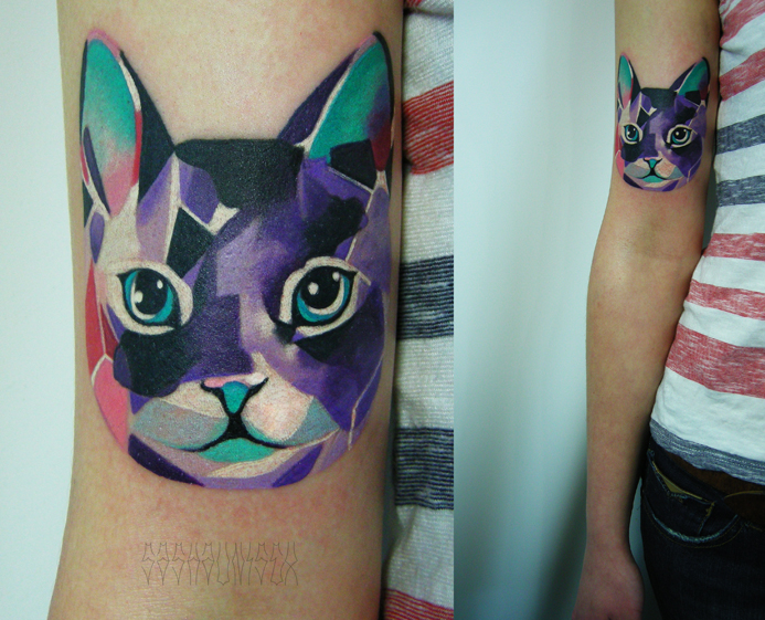 Художественная татуировка "Котик". Мастер Саша Unisex.