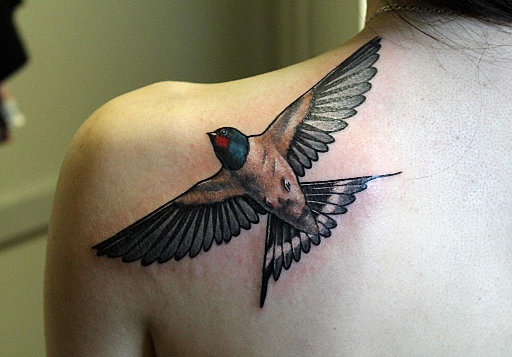 Татуировка "ласточка" от нашего мастера Павла Заволоки