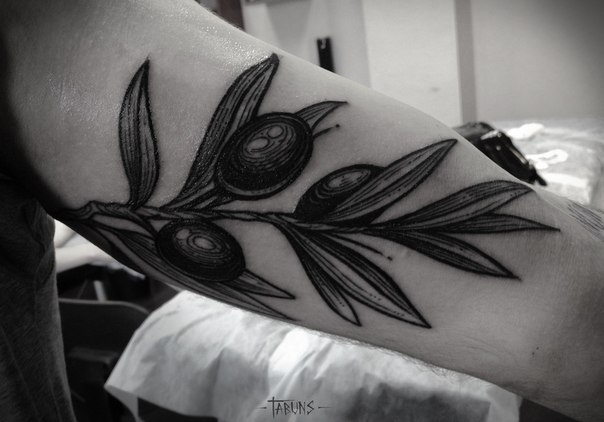 Художественная татуировка "Ветвь оливы". Мастер Александра Табунс