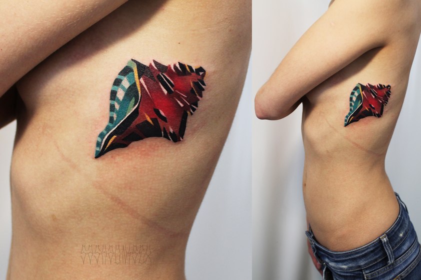 Художественная татуировка «Ракушка». Мастер Саша Unisex.