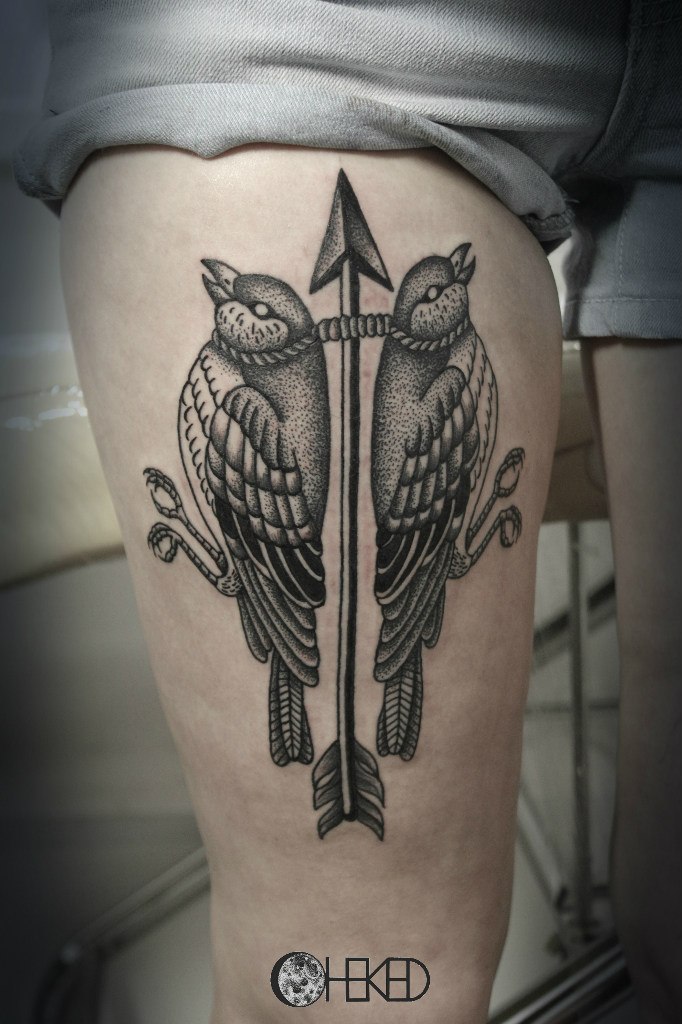 Художественная татуировка «Птицы». Мастер Алиса Чекед.