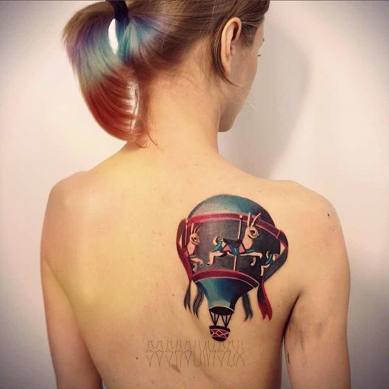 Художественная татуировка «Воздушный шар». Мастер Саша Unisex.