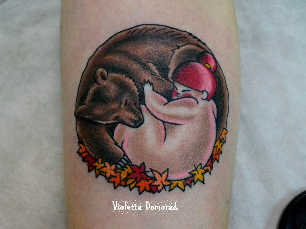 Татуировка "мишка и девочка". Мастер Виолетта Доморад.
