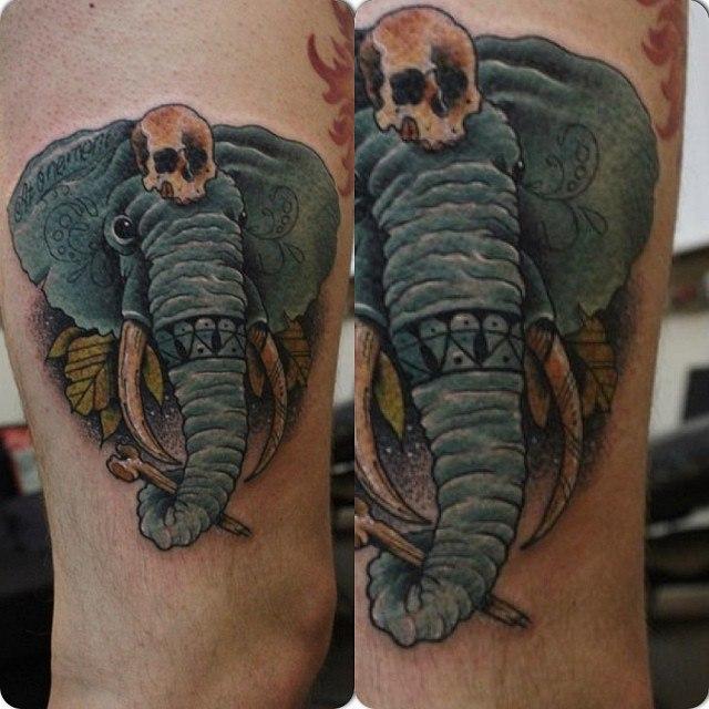 Художественная татуировка Слон от Александра Соды
