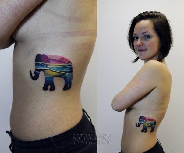 Художественная татуировка "Слоник" от мастера Саши Унисекс