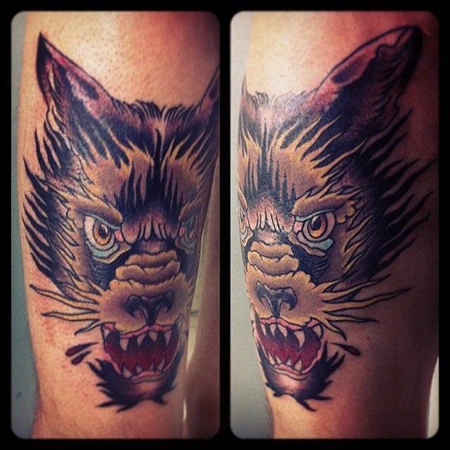 Художественная татуировка "Волк" от Валеры Моргунова.