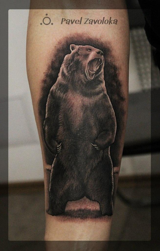 Художественная татуировка "Медведь". Мастер Павел Заволока.