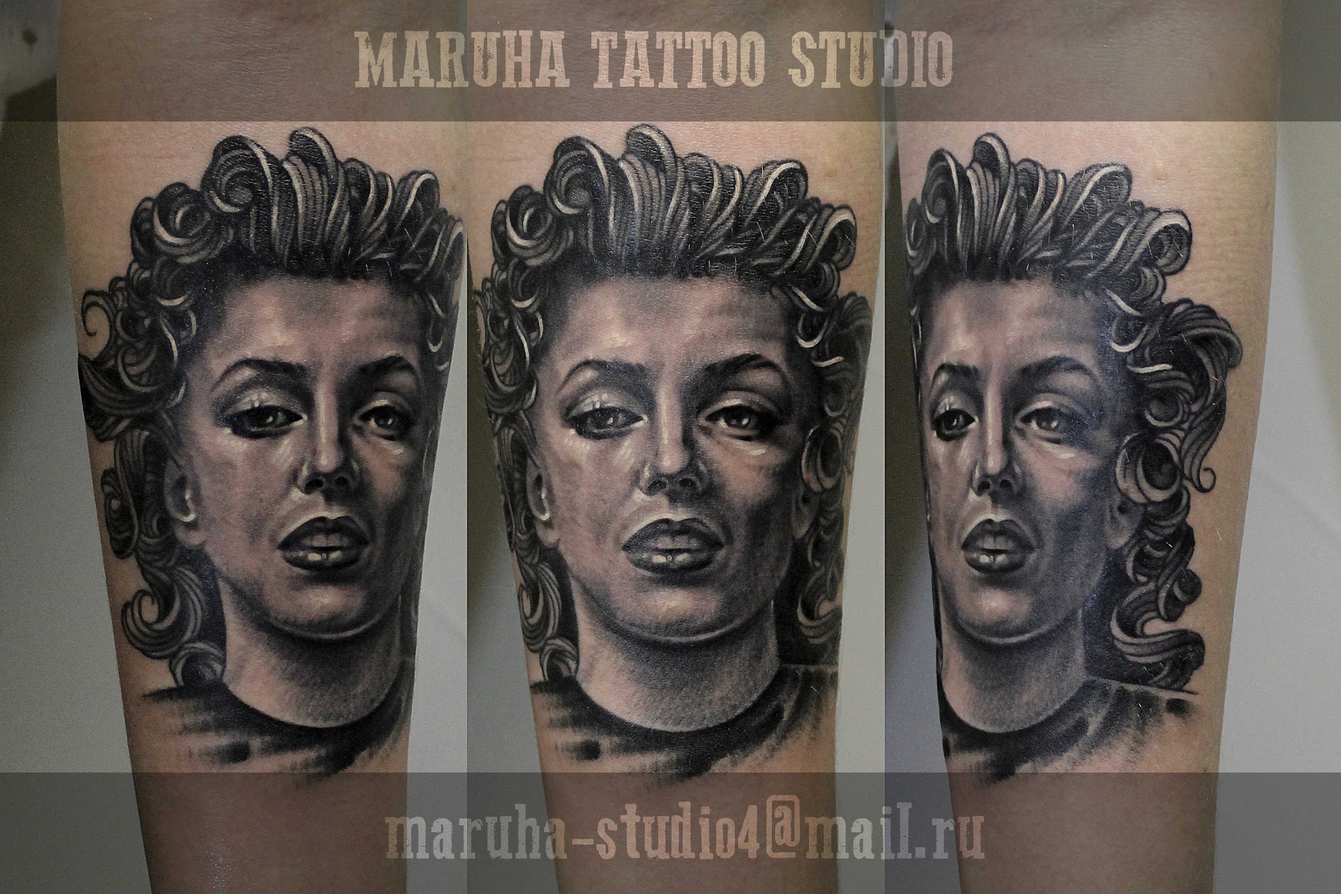 Портрет "Мэрилин Монро" от мастера художественной татуировки Валеры Моргунова.