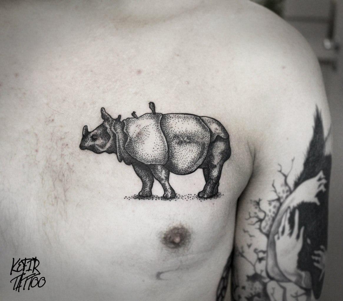 Художественная татуировка "Носорог" от Инессы Фиолетовый Кефир