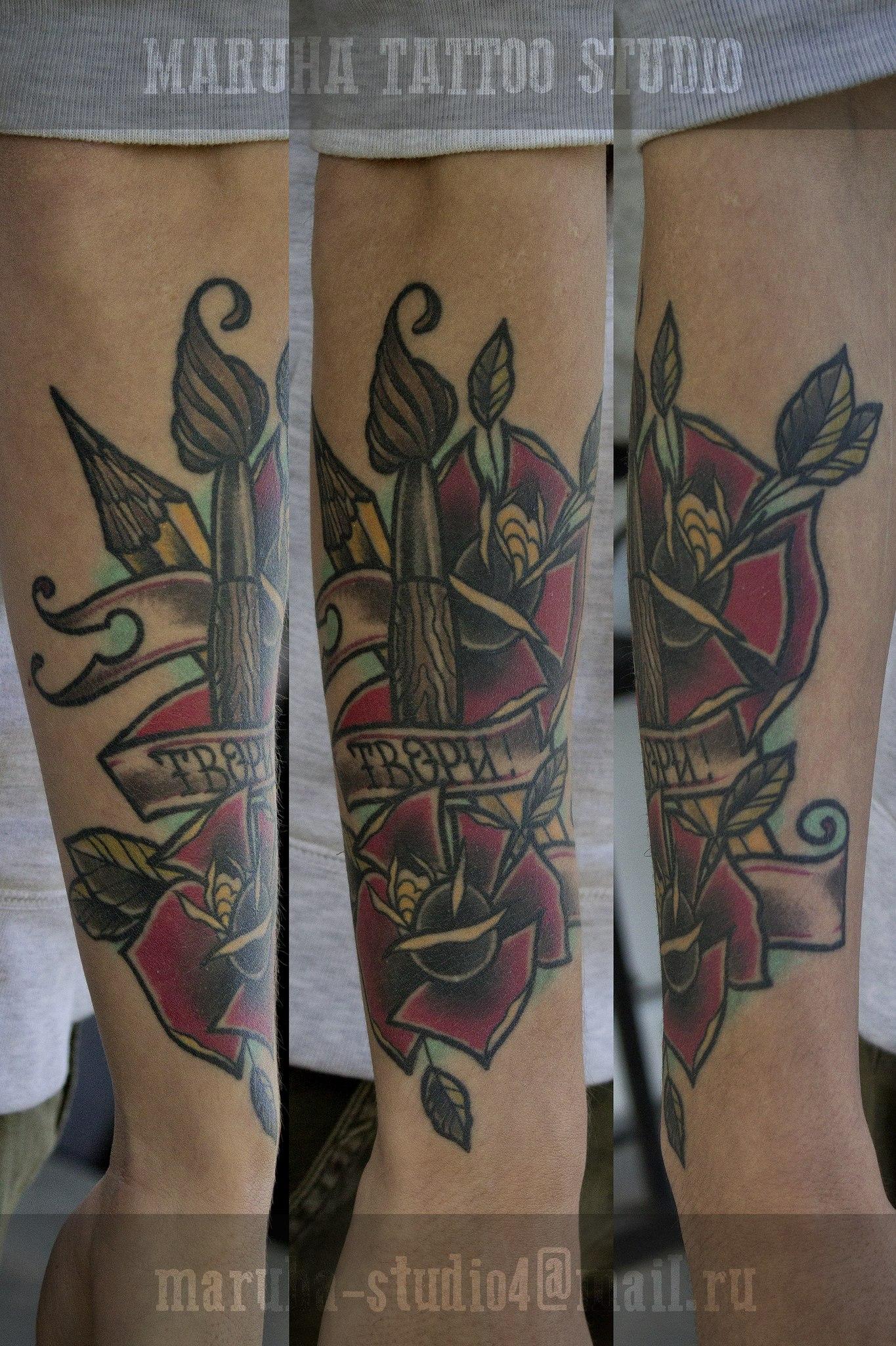 Художественная татуировка "Розы" от Валеры Моргунова