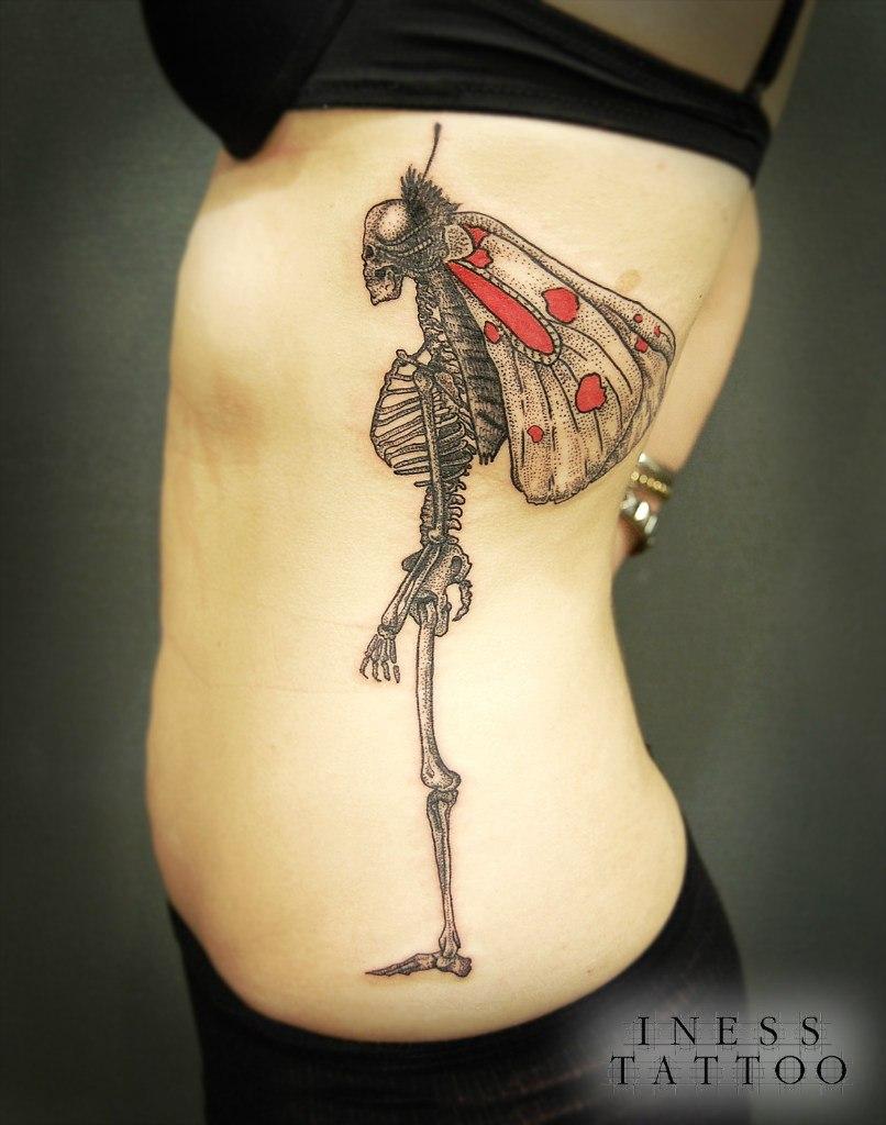 Художественная татуировка "Скелет" от Инессы Кефир