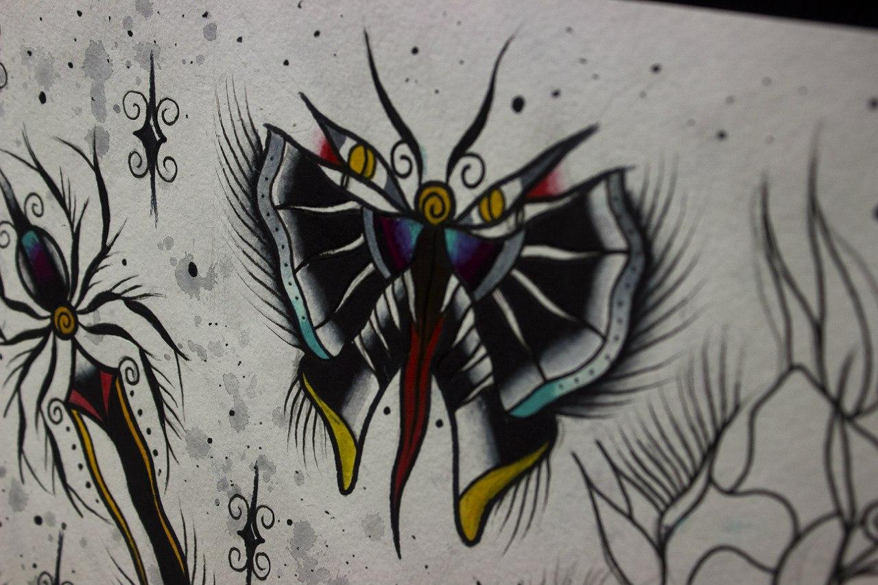 Свободный эскиз "Бабочка" от мастера художественной татуировки Вовы Snoop'a.