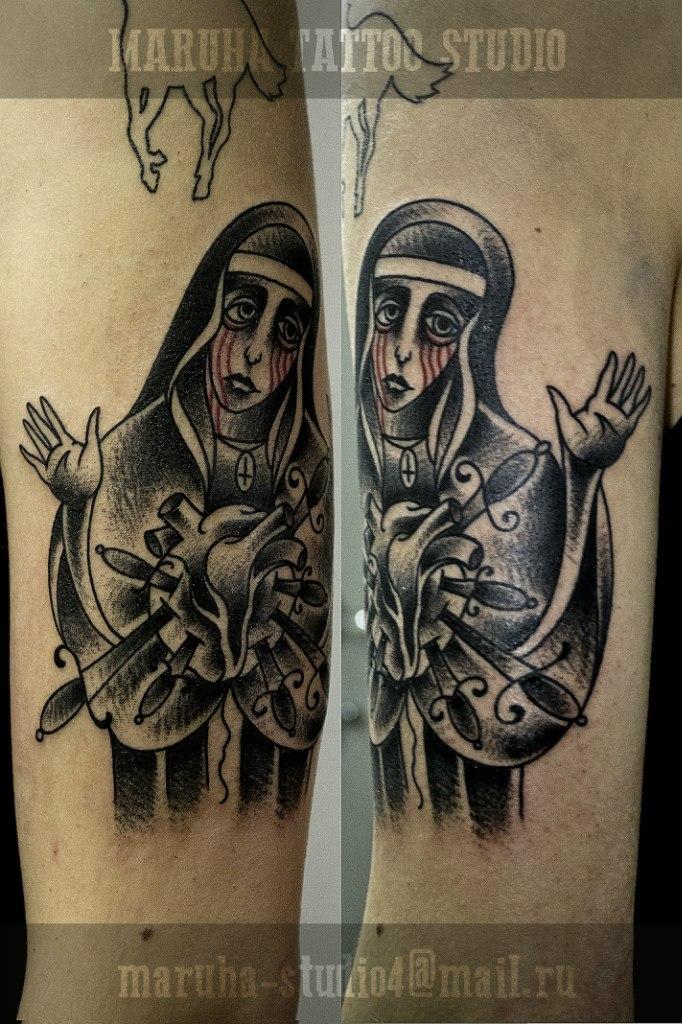 Художественная татуировка "Монашка".Мастер Валера Моргунов