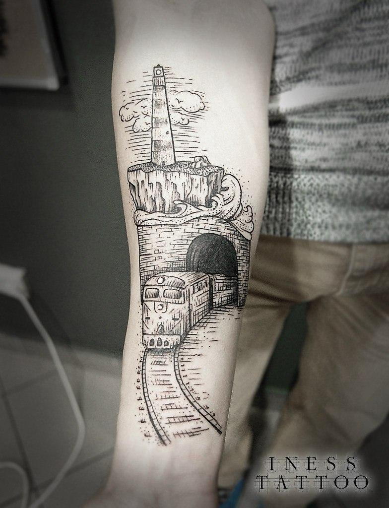Художественная татуировка "Путь домой" от Инессы Кефир