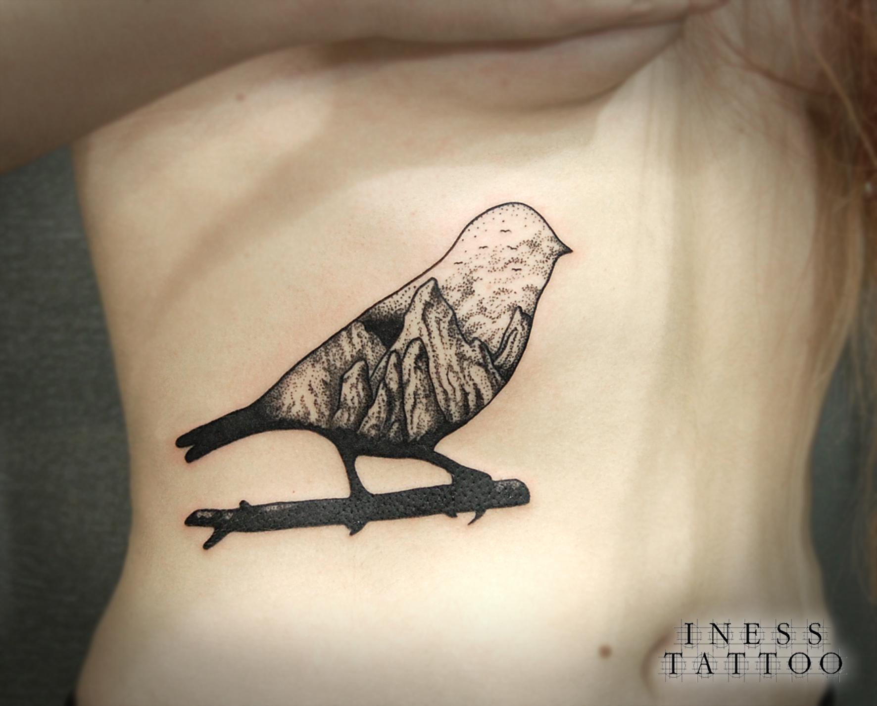 Художественная татуировка "Птичка" от Инессы