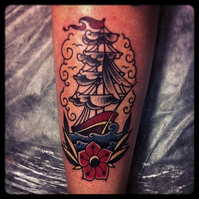 Художественная татуировка "Корабль" от Валеры Моргунова