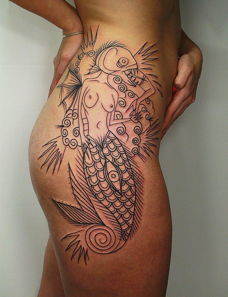 "Русалка" в процессе от мастера художественной татуировки Вовы Snoop'a.