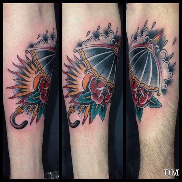 Художественная татуировка "Зонт" от Данилы-Мастера