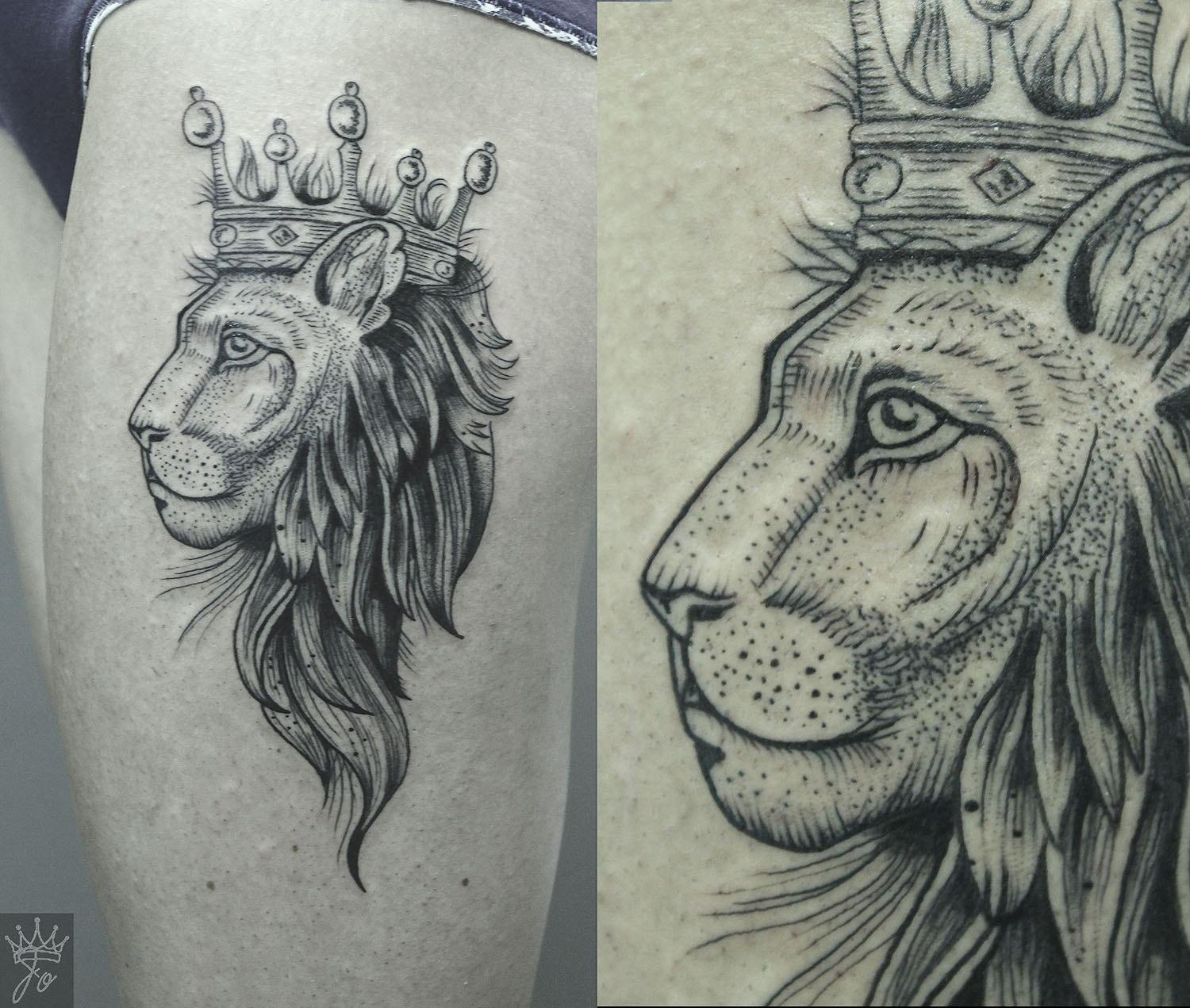Художественная татуировка "Царь зверей". Мастер Ксения Jokris Соколова.