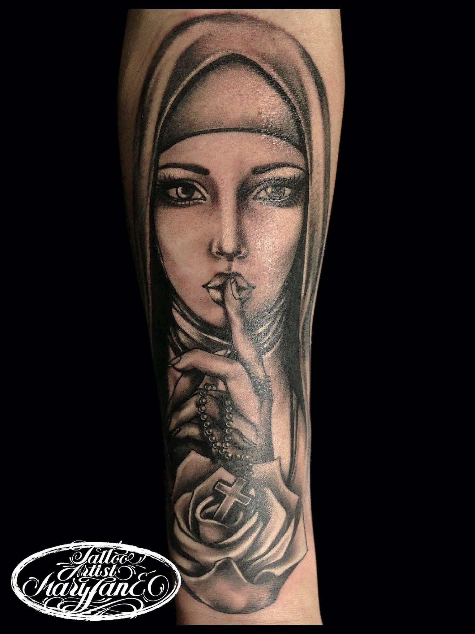 Художественная татуировка "Монашка". Мастер Мадина Mary Jane.