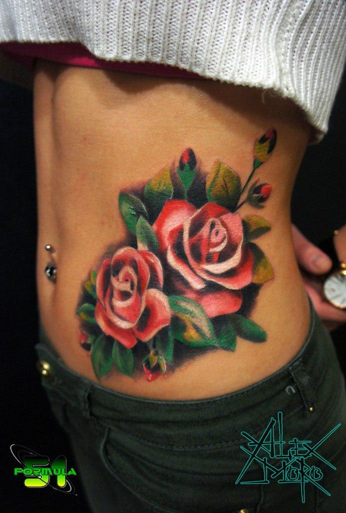 Художественная татуировка "Розы" от Александра Морозова