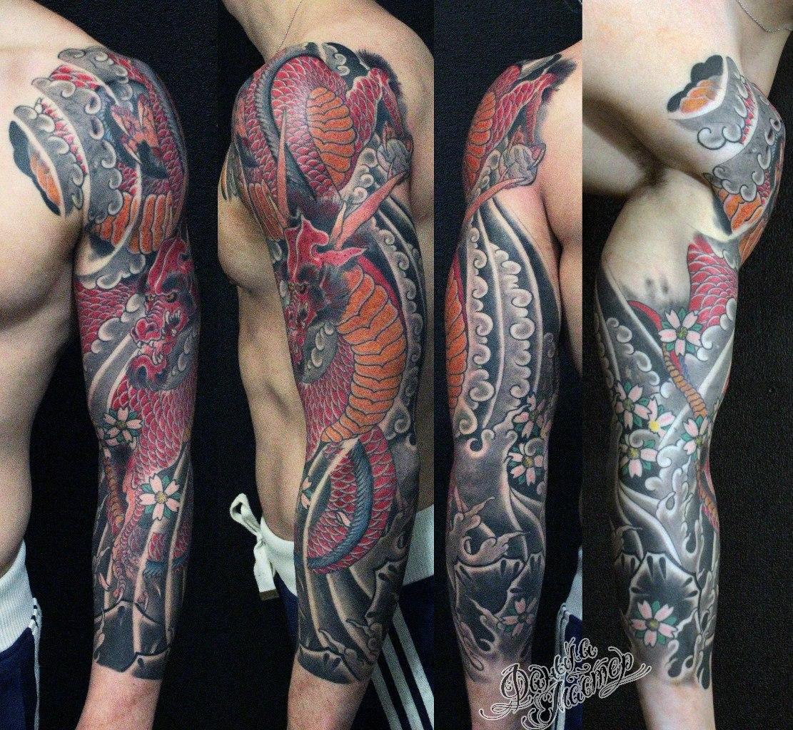 Художественная татуировка "Японский дракон" от Данилы-Мастера