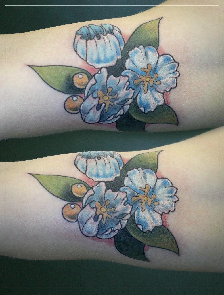 Художественные татуировки "Цветы". Мастер Мария Скляр.